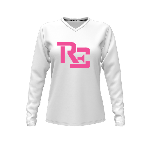 [FTLVPTWH-FYXS-LOGO1] Decker Performance T-Shirt (Female Youth XS, White, V Neck, Logo 1, Long Sleeve)