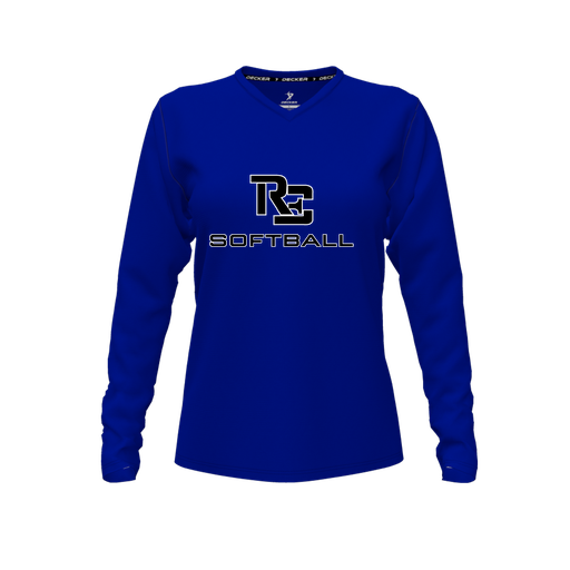 [FTLVPTRY-FYXS-LOGO3] Decker Performance T-Shirt (Female Youth XS, Royal, V Neck, Logo 3, Long Sleeve)