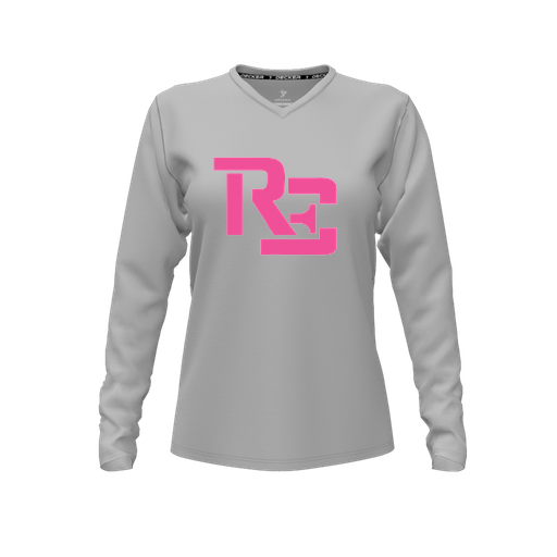 [FTLVPTGY-FYXS-LOGO1] Decker Performance T-Shirt (Female Youth XS, Gray, V Neck, Logo 1, Long Sleeve)