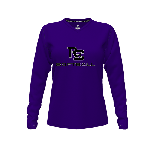 [FTLVPTPP-FYXS-LOGO3] Decker Performance T-Shirt (Female Youth XS, Purple, V Neck, Logo 3, Long Sleeve)