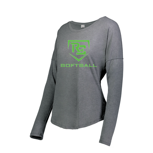[FTLCUBGY-FAXS-LOGO2] Decker Women's Tri-Blend T-Shirt - Long Sleeve (Female Adult XS, Gray, Logo 2)